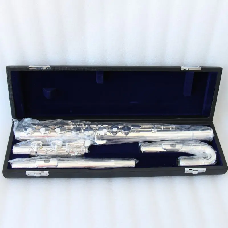 

JYFL201BK C Black Professional Student Flute 16 Holes Leather Case Cupronickel Body Closed Single Note OEM Wood Wind Instrument