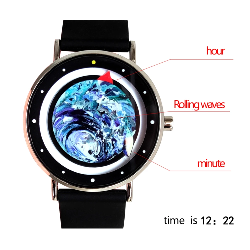 Quartz Watch Oringal Creative Watches Whale Design Ocean Wave Watch with Silicone Strap