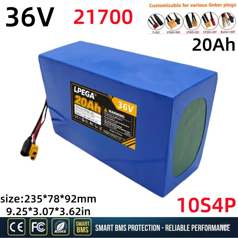 NEW 10S4P 36V Power Battery Pack 20Ah 21700 with BMS Protection Board Rechargeable Power Battery for Electric Scooter Bicycle