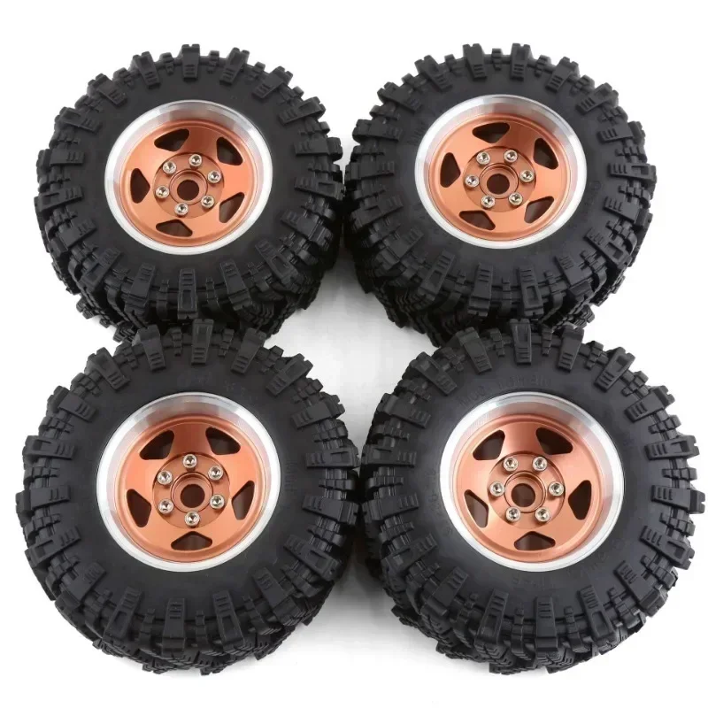

4PCS 98MM 1.9" Super Viscosity Rubber Rock Tyres Wheel Tires with Beadlock Wheel Rim for 1:10 RC Crawler