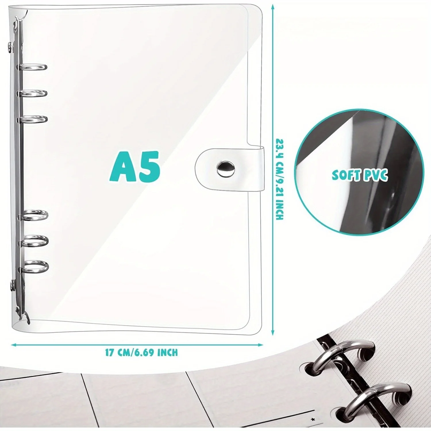 1/2 Pcs A5/A6 Transparent Soft PVC 6-Hole Binder Cover Loose Leaf Notebook Cover Replaceable Binder For Schools, Offices