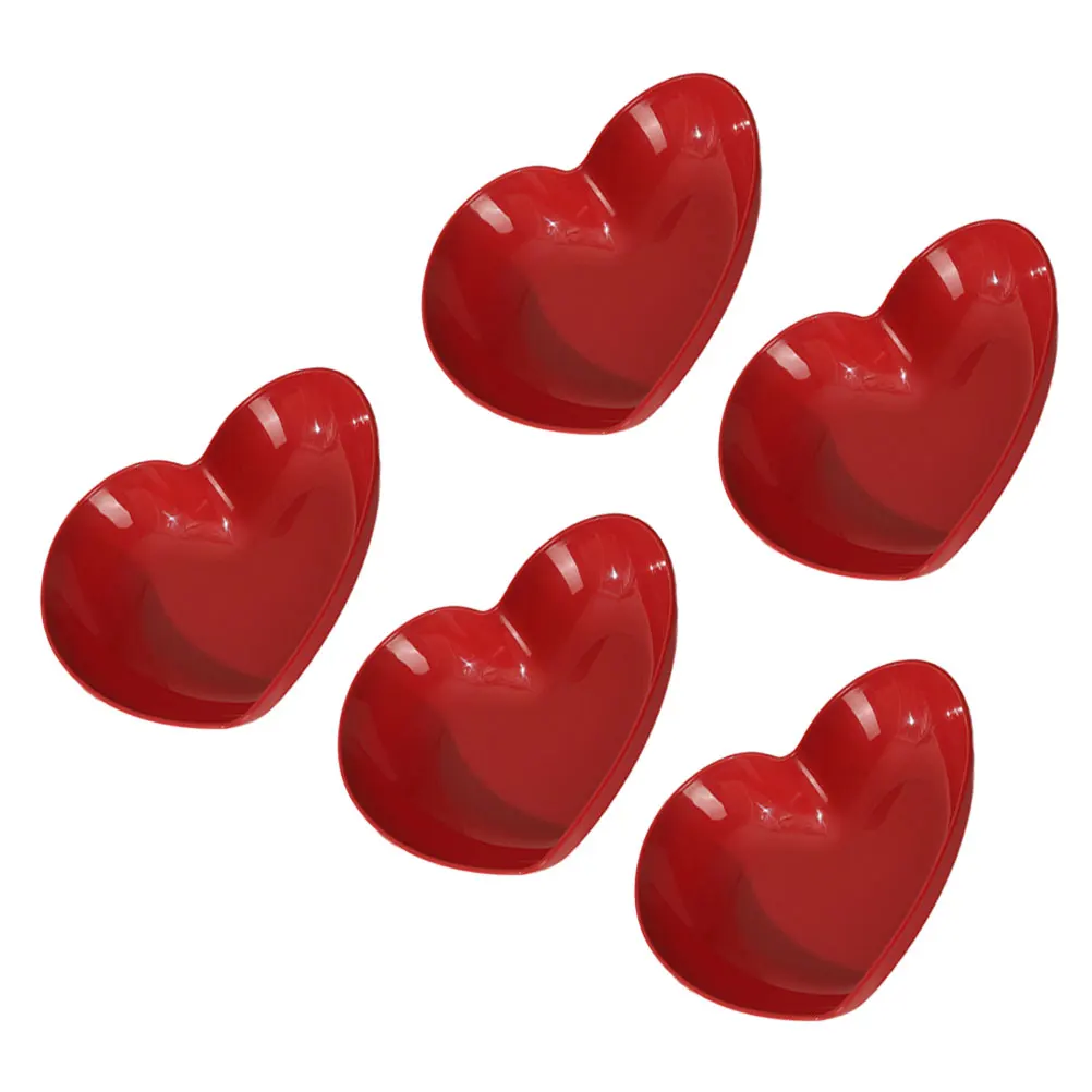 

5 Pcs Love Fruit Plate Platter Tray Heart Shaped Snack Serving Display Red Large Heart-shaped