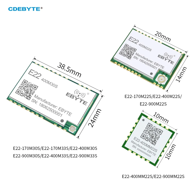SX1268/SX1262 RF Transceiver Module 32M High-Precision TCXO LoRa Spread Spectrum 170/433/868/915MHz CDEBYTE E22-M SPI SMD