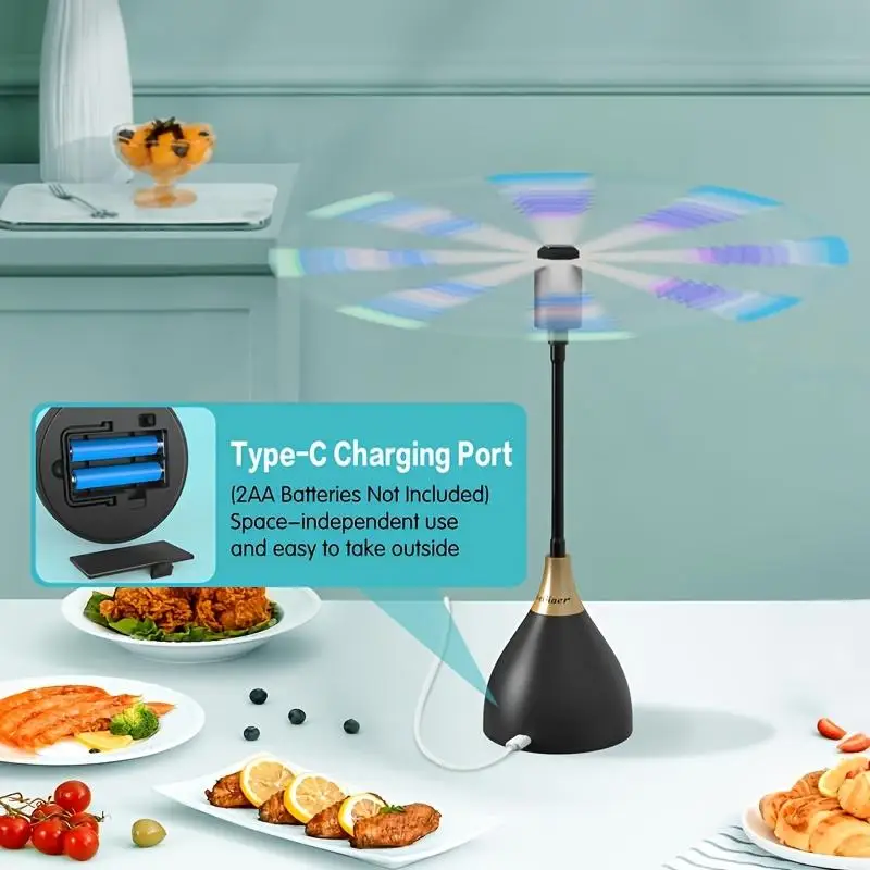 1pcs Fly Fans For Tables Effective Fly Repellent Fan Keeps Flies Away With Soft Blades USB Picnic BBQ Party Fly Fans