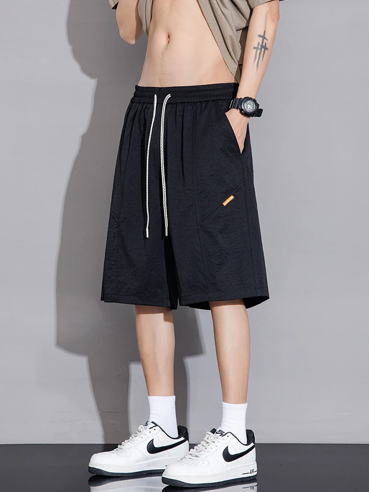 Shorts masculinos plus size 8xl 7xl 6xl cintura elástica perna larga verão shorts casuais masculino solto ajuste em linha reta praia calças curtas