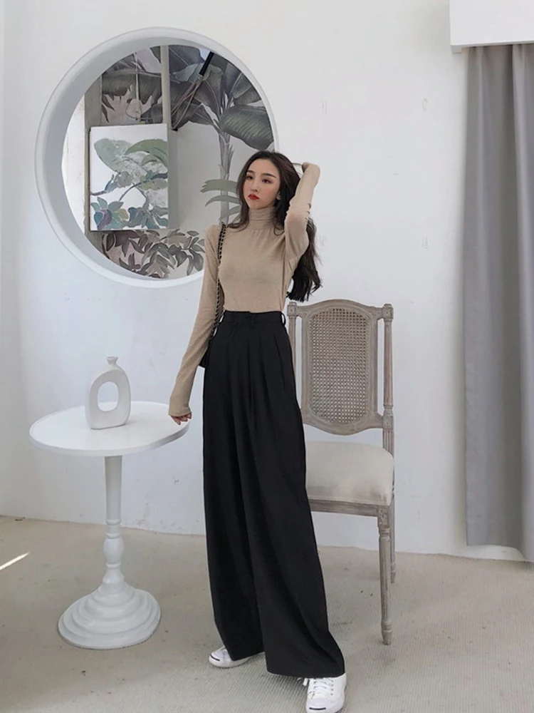 بنطال ذو قصة أرجل واسعة Y2K جلد نسائي شتوي حراري فضفاض قوطي ملابس نوم مبطنة بالصوف وشاحات ثقيلة الوزن بطبقات مزدوجة