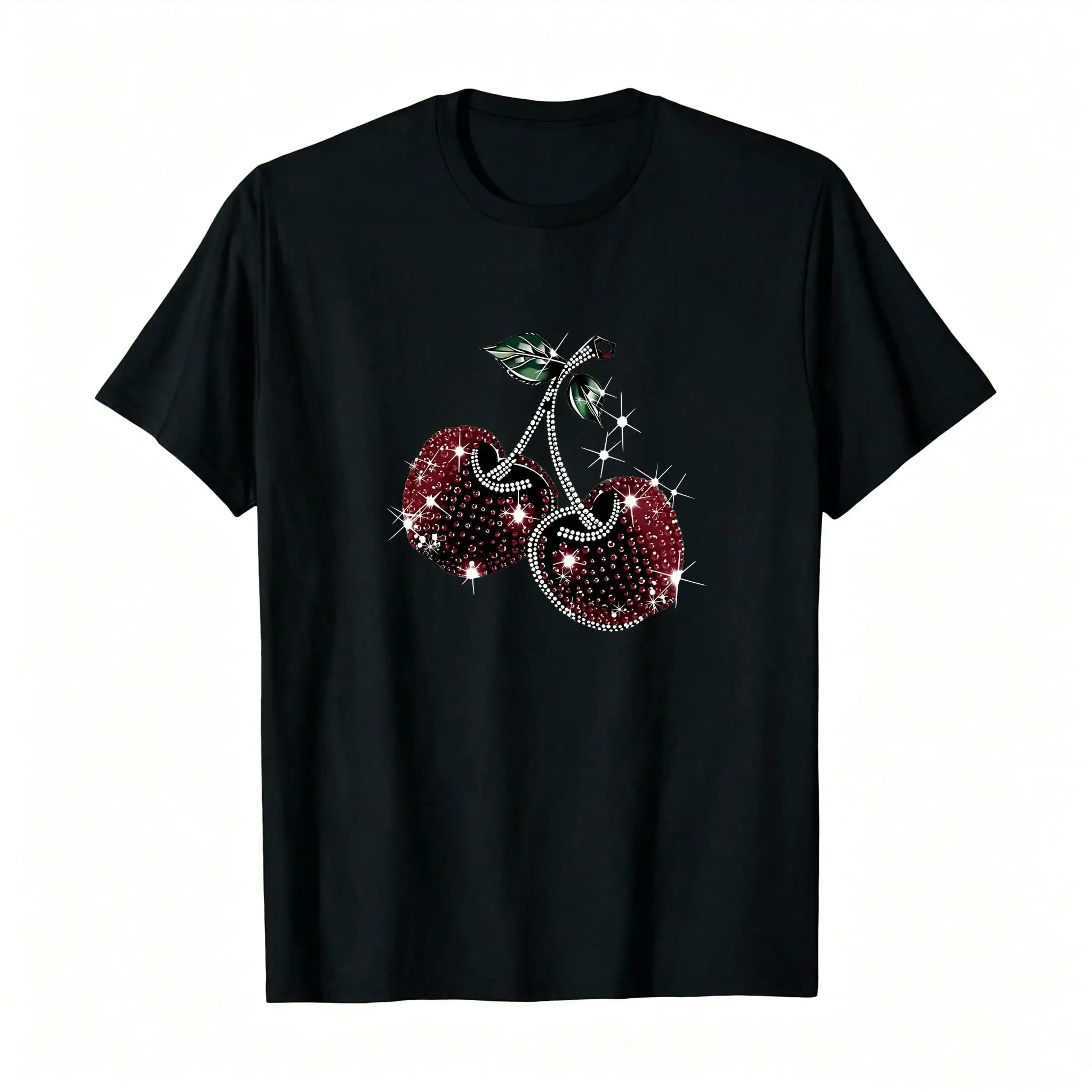 Short T-Shirt with Interesting Print - Lightweight and Breathable, Comfortable and Fitted, Breathable and Comfortable Short-Sleeved Round-Neck Top, Suitable for All Seasons, Everyday Wear for Women