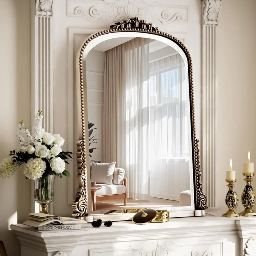 

32"x 24" Antique Arched Bathroom Mirror Vanity Mirror Decor Wall Mirror Antique Silver