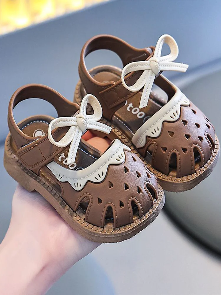 

Girls' summer sandals half pack flat heel bow sweet foreign style children's sandals