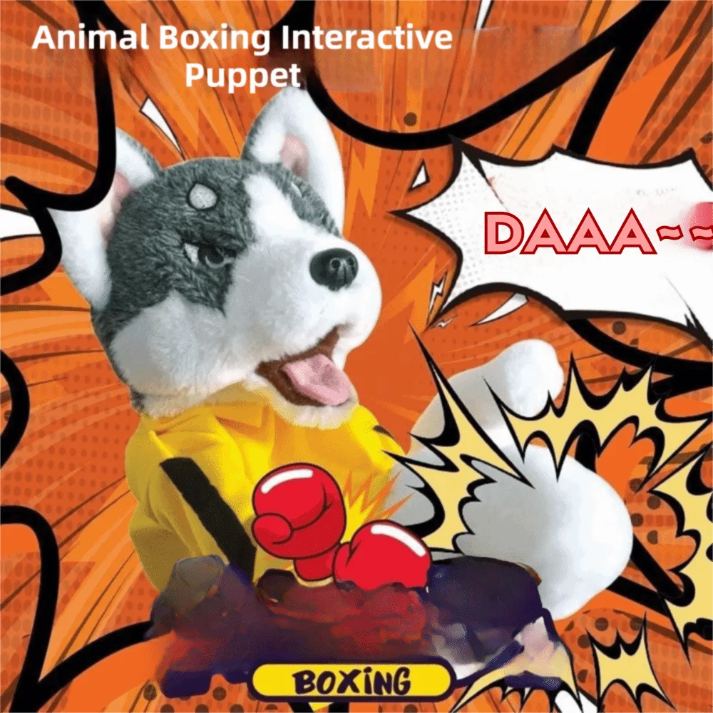 

Animal Toy With Sound Kung Fu Glove Doll Funny Sound Cartoon Boxer Hand Puppet Children Gits Plush Puppet Dog Birthday Gift
