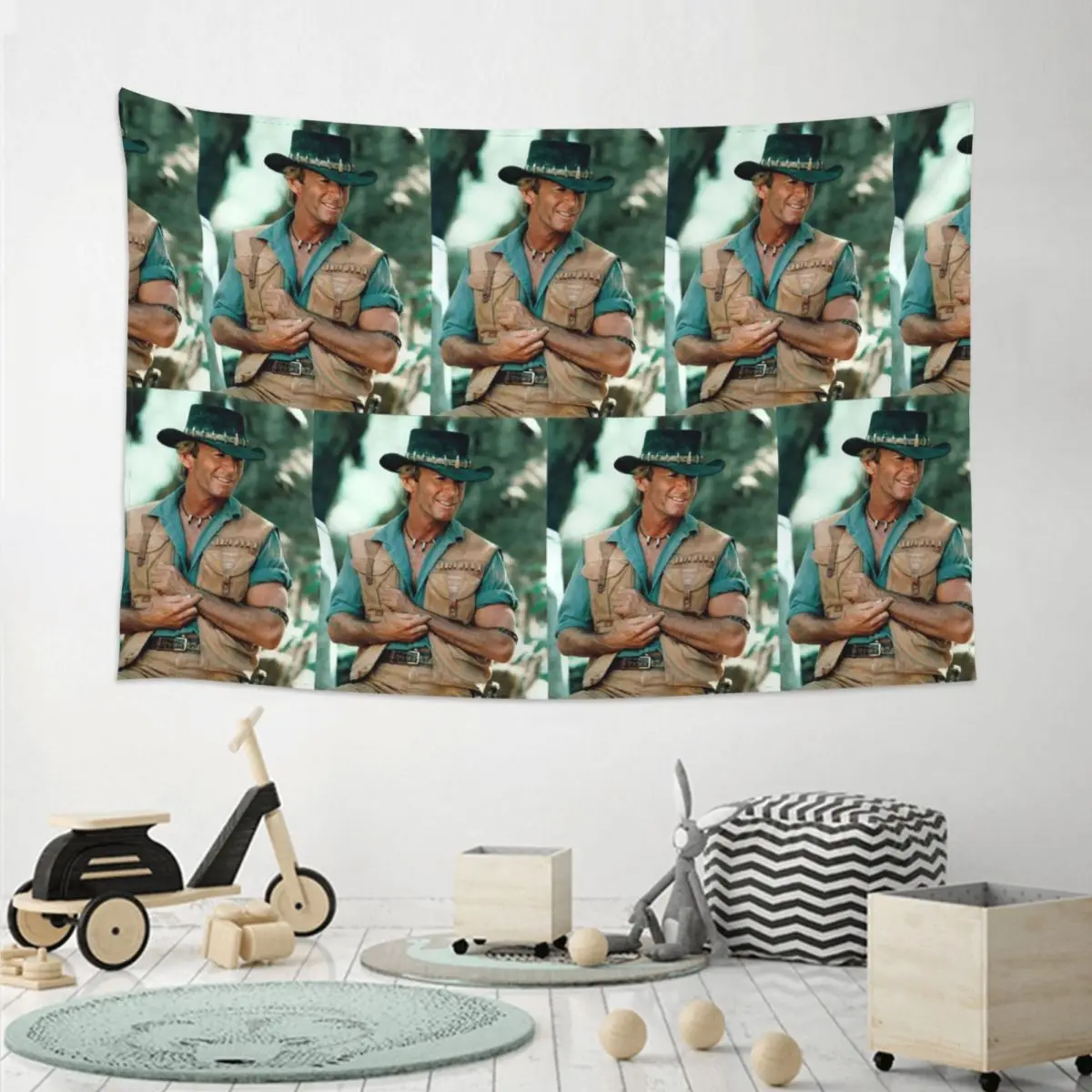 Paul Hogan Crocodile Dundee Tapestry Hippie Wall Hanging Aesthetic Home Decoration Tapestries for Living Room Bedroom Dorm Room