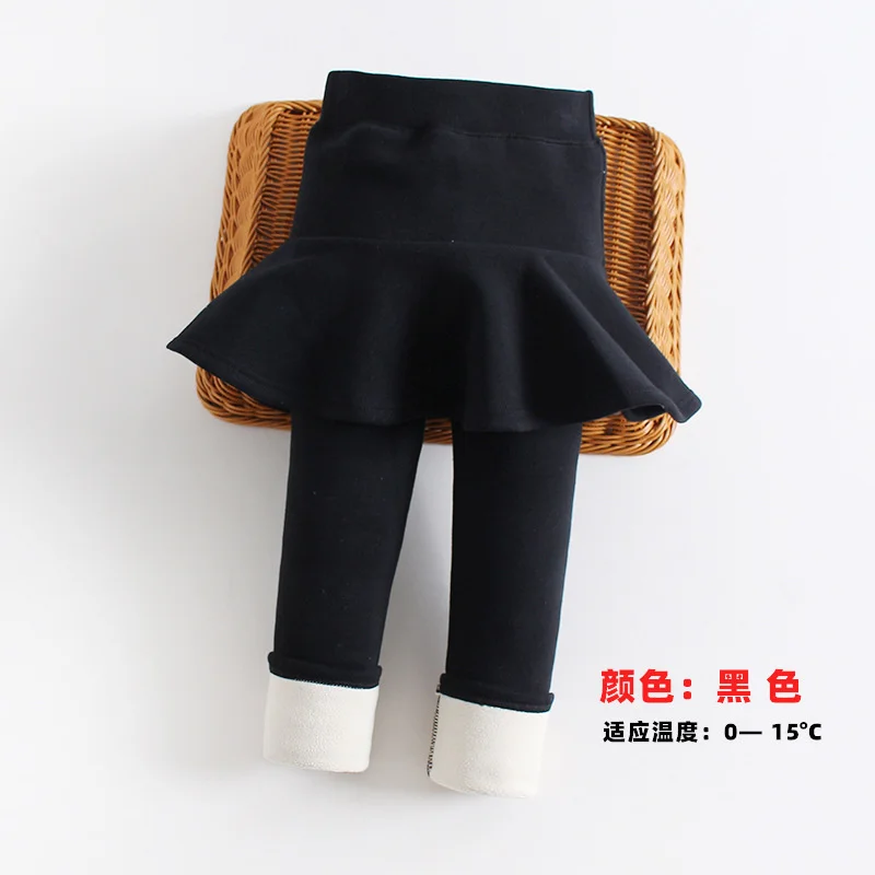 Winter Girls Legging Skirt Pant Kids Thick Warm Fake Pantskirt Children Plus Velvet Cotton Culottes Boot Cut 3-10 Years Clothes