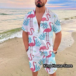 Men Shirt Set Summer 2 Piece Sets For Men Short Sleeve Casual Shirt Shorts Oversized Beach Men's Streetwear Hawaiian Shirt Suits