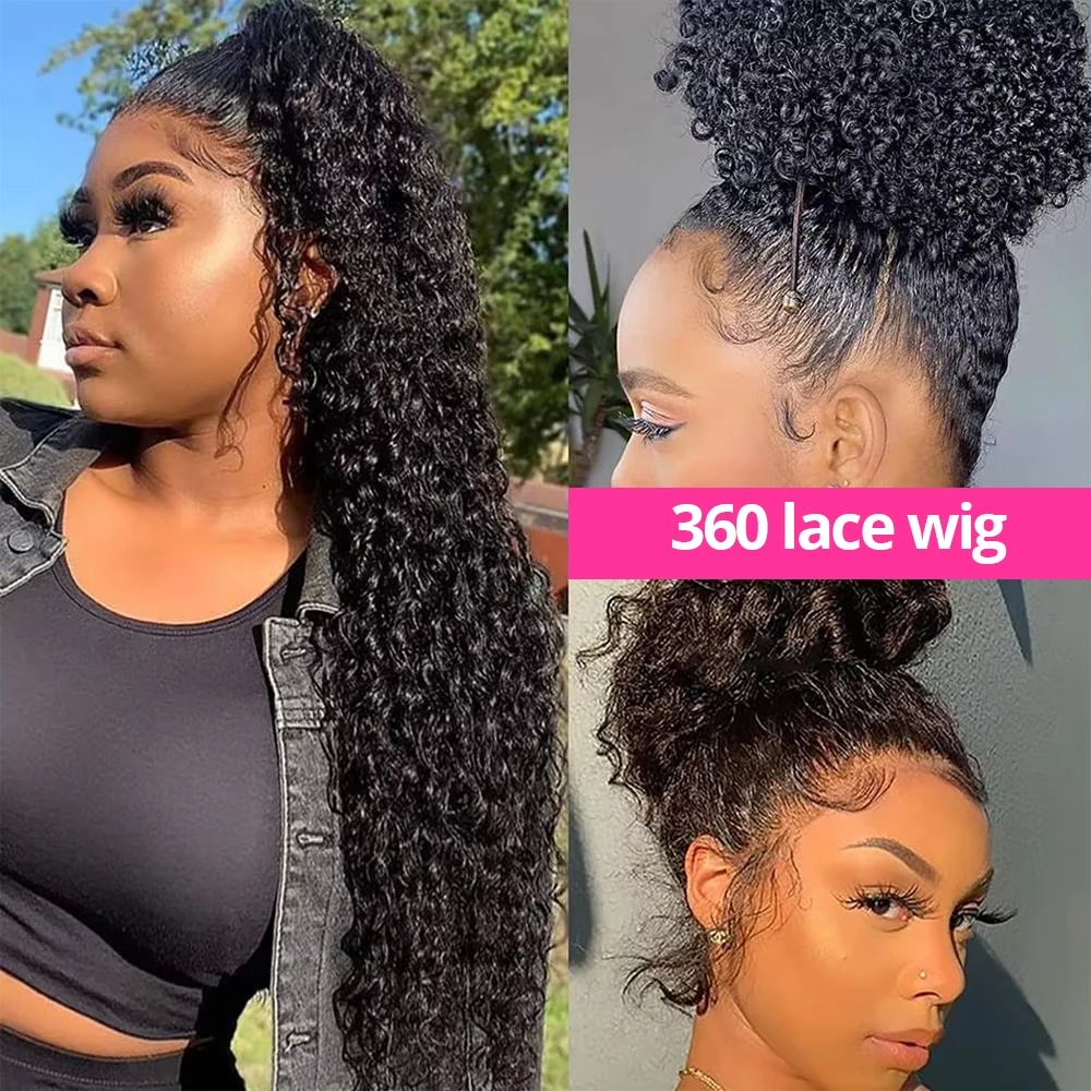 Deep Wave 250% 360 Full Hd Lace Wigs Human Hair Pre Plucked 30 40Inches Curly Wigs Glueless Wig Frontal Wig Human Hair Ponytail