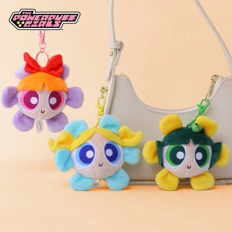 The Powerpuff Girls Cross-Dressing Flower Plush Keychain Pendant Blossom Bubbles Buttercup Anime New Plush Doll Backpack Pendant