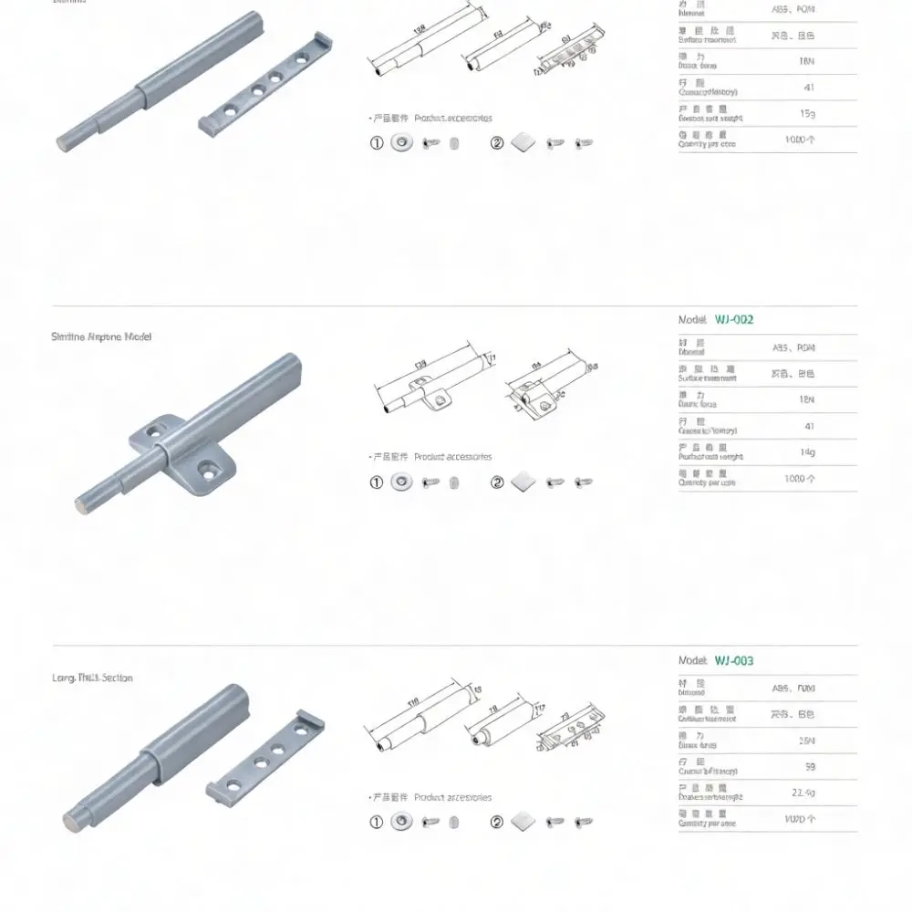Press Open Magnetic Latch Stainless Steel Cabinet Rebounder Damper Buffer For Wardrobe Kitchen Furniture Hardware