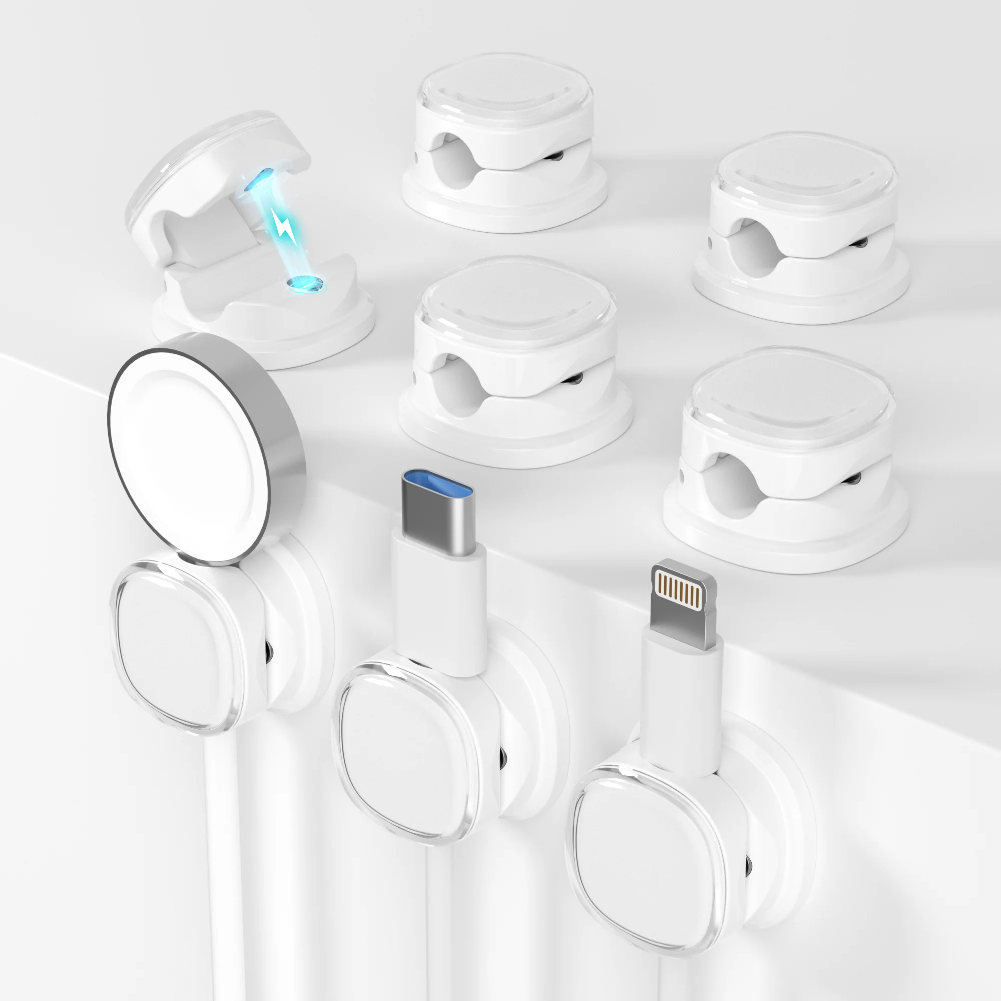 

8 pieces of magnetic cable clamps, adjustable cable clamp management, adhesive cable clamp manager for home office desk, telepho