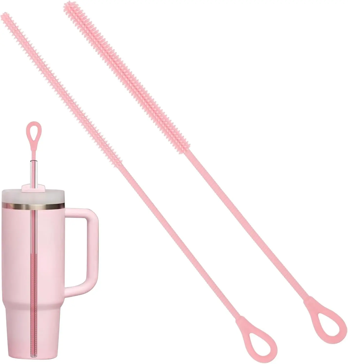 Escova de limpeza de palha de silicone reutilizável limpador de palha com núcleo de aço dobrável extra longo escova de garrafa macia para limpar vidro str