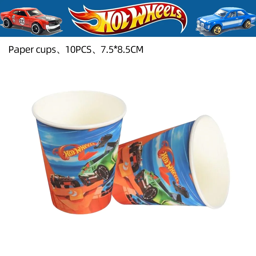 Hot Wheels-Décorations de fête d'anniversaire, ballons en latex, sac cadeau pour fête préChristophe, tasse, assiette, paille, faveurs pour enfants, fournitures de fête de course