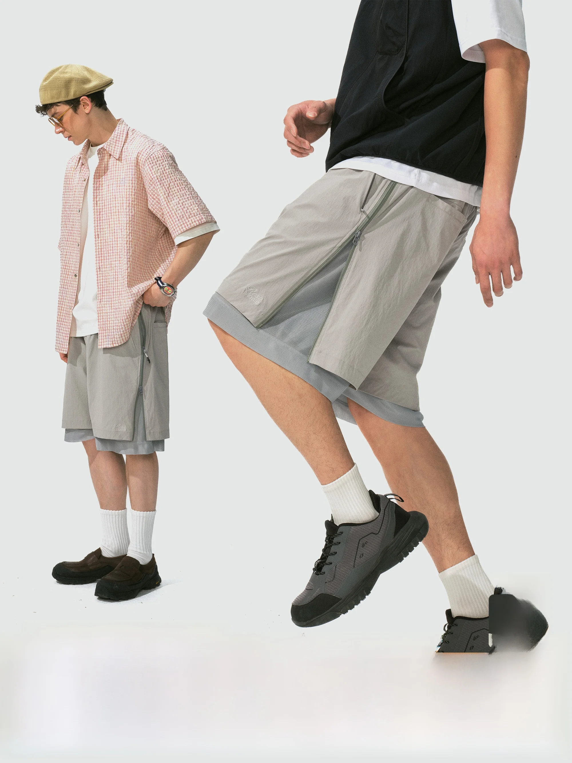 

Outdoor Men's ort Pants Elastic Waist Double Layer Structure Front And Rear ket Side Zipper Breathable Monteres orts