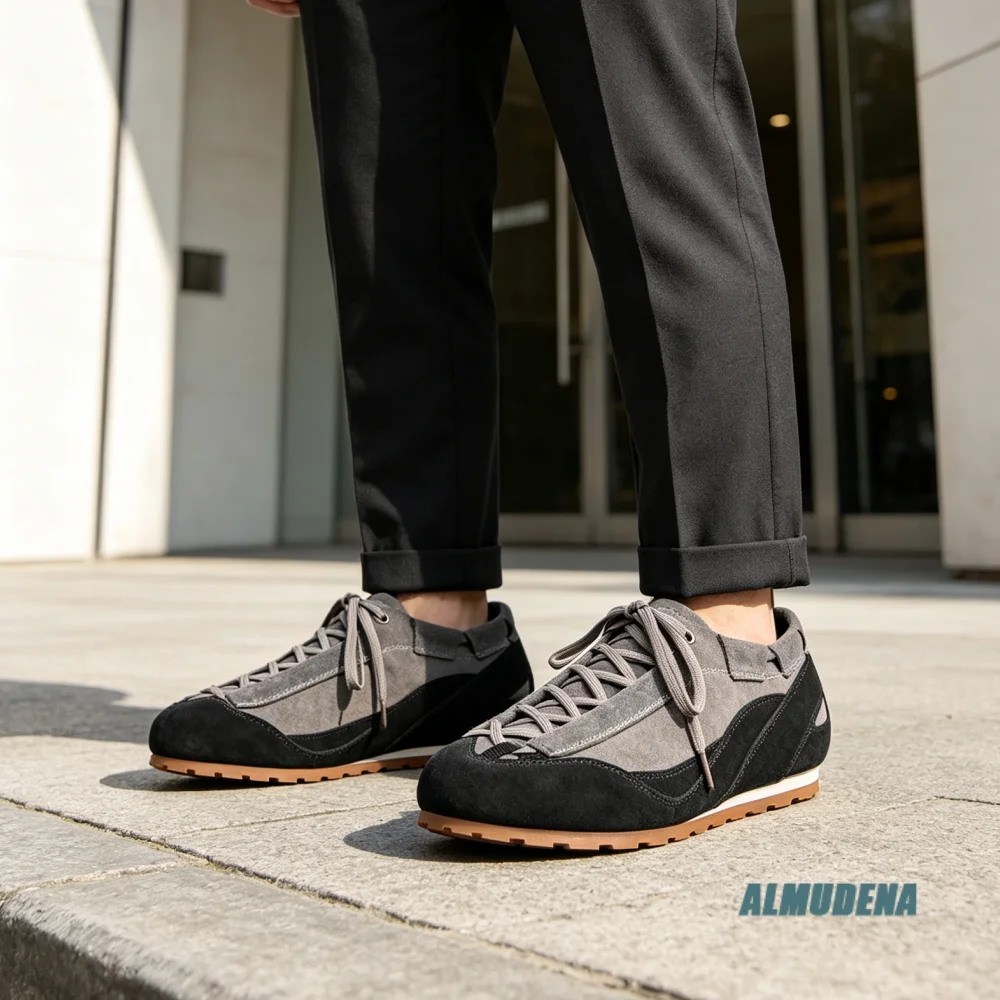 Retro Street Style Men Low-Top Sneakers Suede Color Block Flat Casual Shoes Daily Walking Outdoor Spring Autumn Versatile Shoes