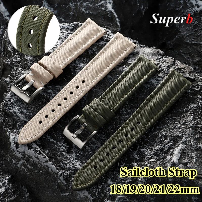 

Premium Sailcloth Strap Waterproof Sailcloth Watch Band 18mm 19mm 21mm Durable Nylon Quick Release Bracelet 20mm 22mm Wristbelt