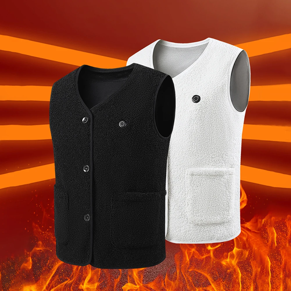 16 Heating Zones Heated Vest for Men Fleece Jacket USB Power Adjustable Temperature Winter Warm Vest for Outdoor Hiking Camping