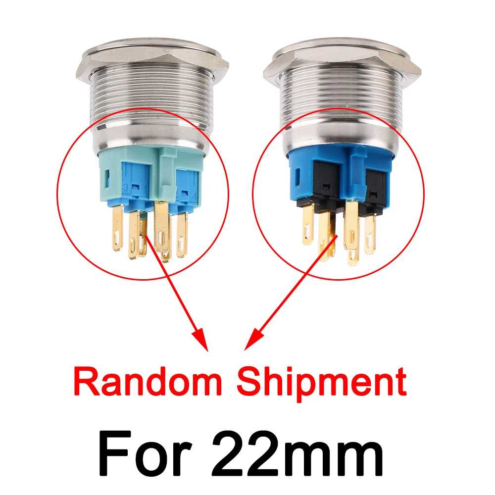 19mm22mm Metal Latching Momentary Horn Push Button Switch LED Lighting Car Auto Power 3V 6V 12V 24V 220V Waterproof arrow L type