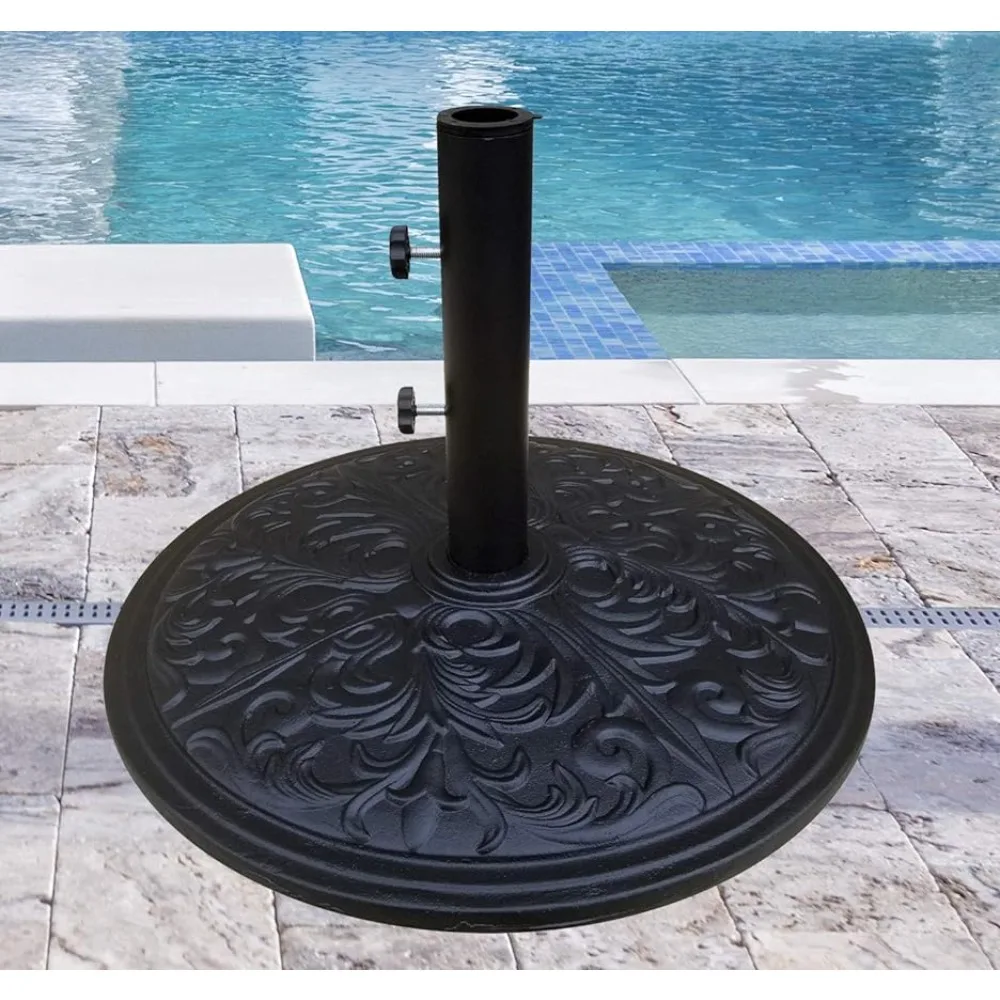 Tropishade Umbrella Base Cast Iron with Black Powder Coating Weight 50 Lbs Simple  Easy Use, Suitable Most Umbrella Applications