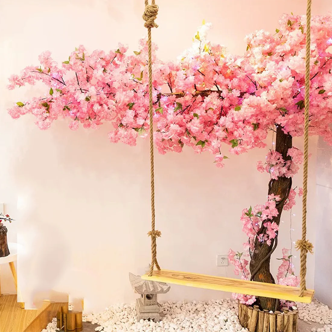 

Large Artificial Japanese Pink Cherry Blossom Tree Handmade Silk Flower Decoration Simulation for Indoor Landscaping &Wedding