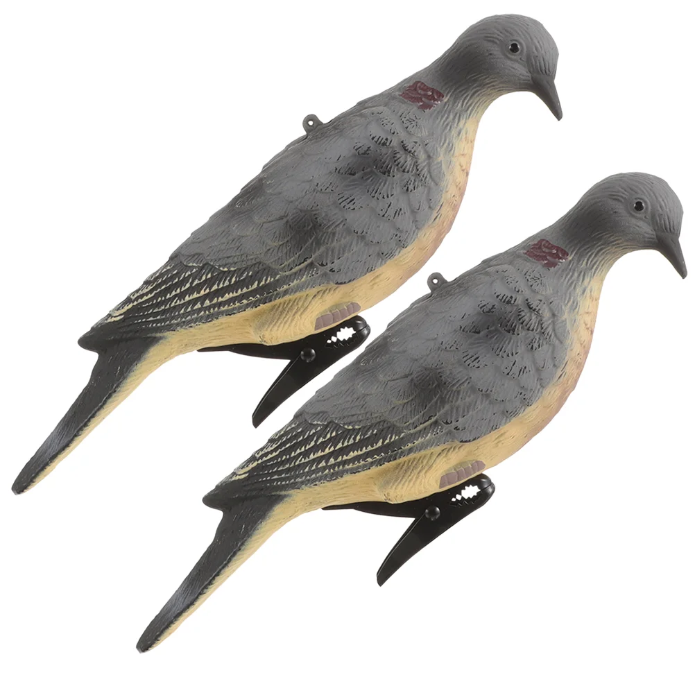 

2 Pcs Simulation Animal Model Clip Design Fake Bird Plastic Pigeon Figurines Decoy Pigeons Decoys Pe Garden