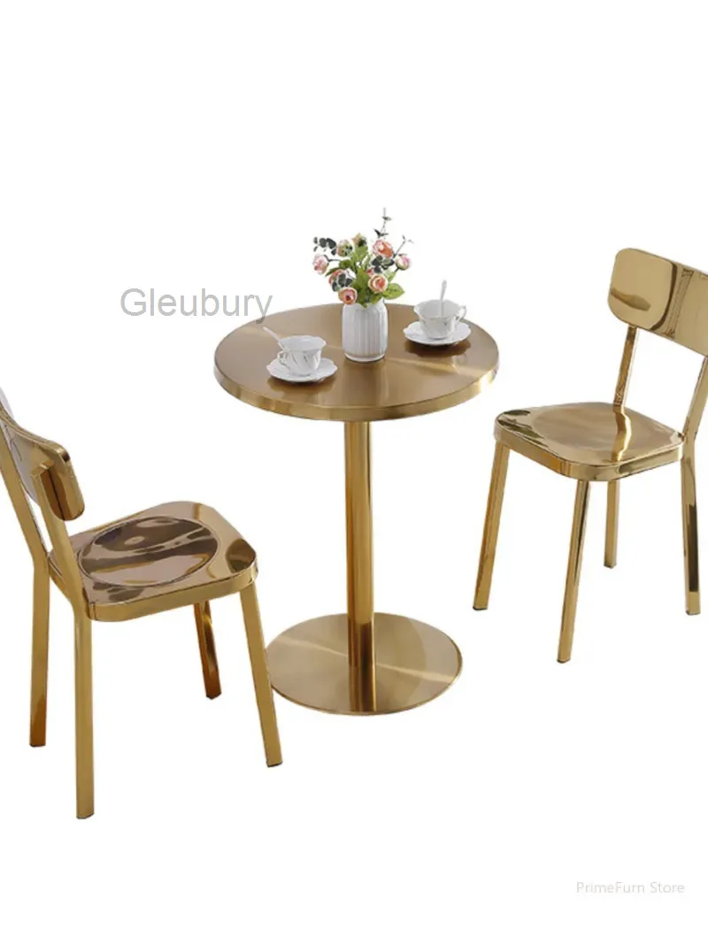 Gold Stainless Steel Dining Nordic Titanium Chair Backrest Minimalist Cafe Home