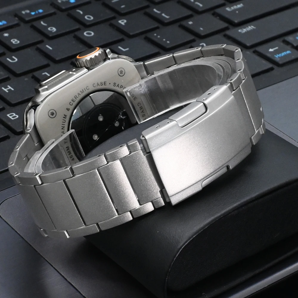 Men Titanium Band for Apple Watch Strap 49mm 46mm 45mm 44mm Replaced Case+Bracelet Accessories for Iwatch Series 10 9 8 7 Ultra