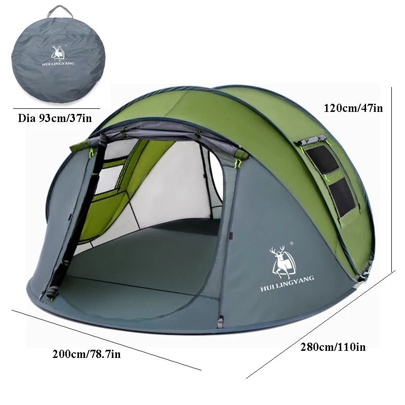 HUI LING YANG 3-4Persons Pop Up Throw Tent Automatic Waterproof Large Space Family Outdoor Camping Portable Tourist Pergola