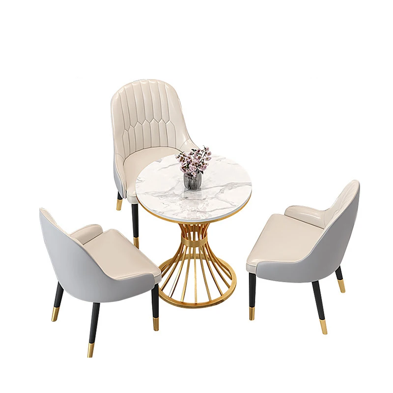 

Modern Luxury Nordic Home Restaurant Dining Room Furniture Set 4 Seater Slab Top Round Dining Table