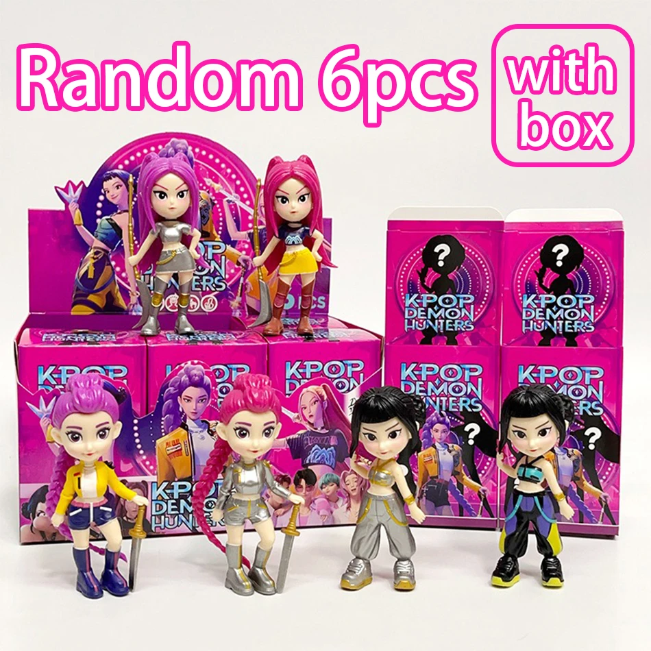 New 6Pcs With Box Anime Kpop Devil Hunter Doll Vinyl Toy Rumi Mira Zoi Character Vinyl Mask Blind Box Ornament Toy Christma Gift