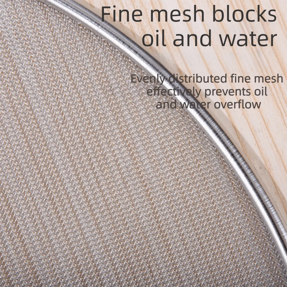 Oil Splash Protection Splatter Guard Stainless Steel Fine Mesh Grease Guard Comfort Grip Handles Polishing