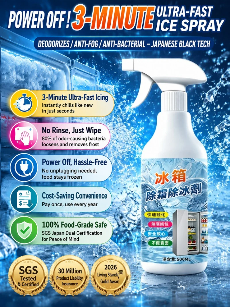 3 Minutes Fast Defrost Deodorant Spray Efficient Fridge Freezer Deicing Odor Remover Multi Purpose Kitchen Cleaning Spray