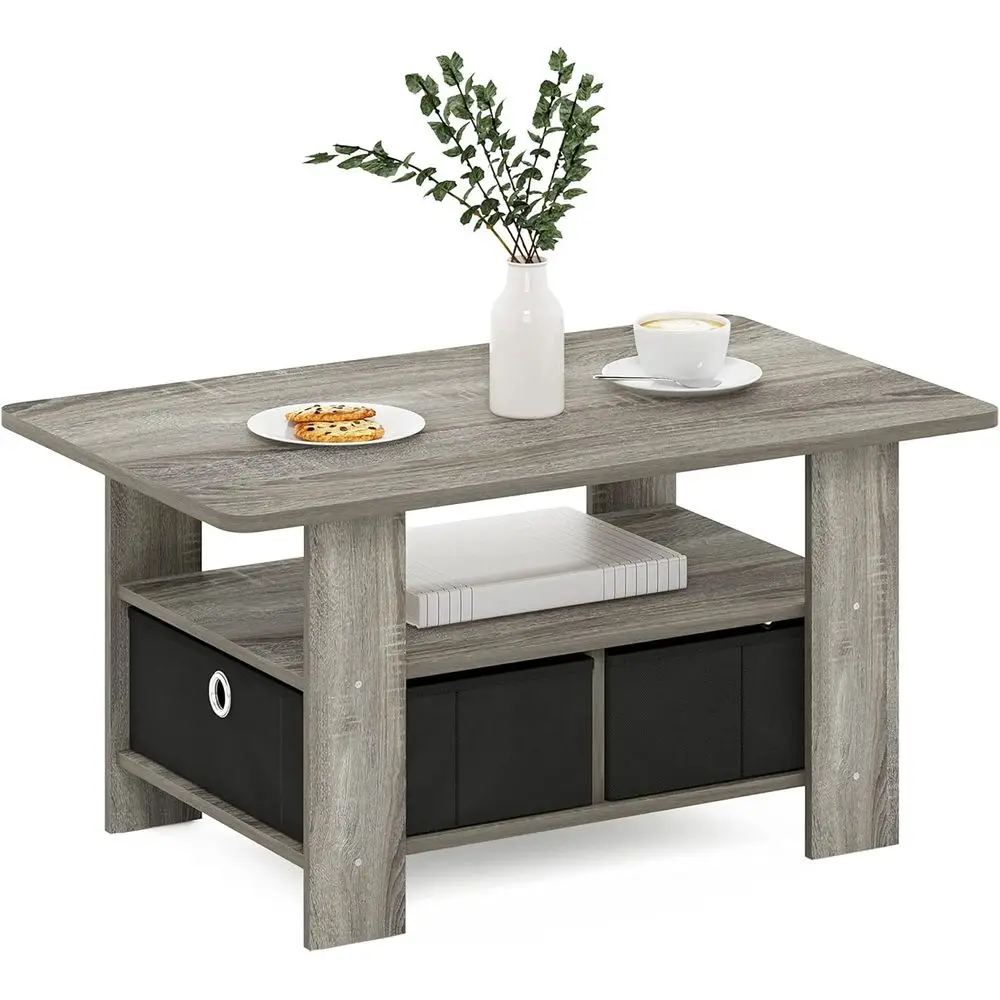 

Andrey Coffee Table with Bin Drawer, French Oak Grey/Black