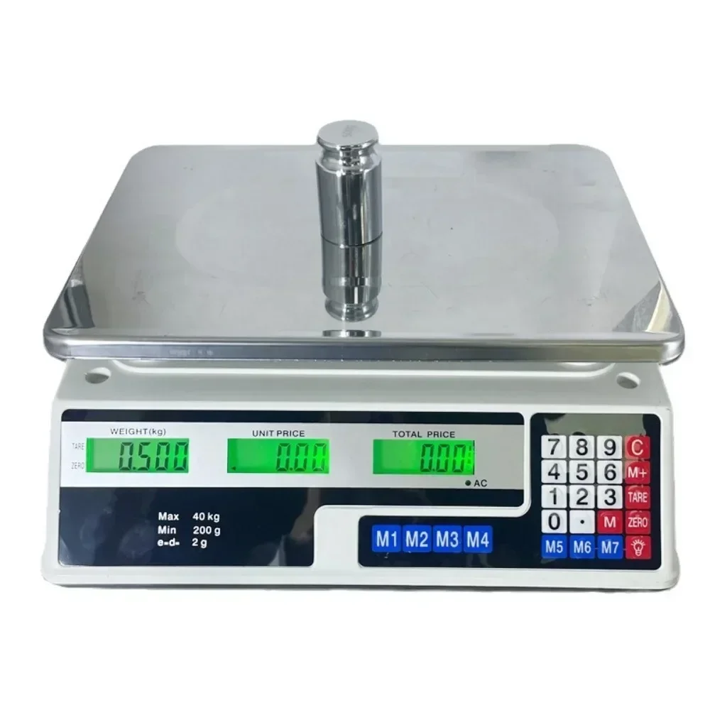 Commercial English weighing and pricing table scale,40kg supermarket grocery and fruit scale