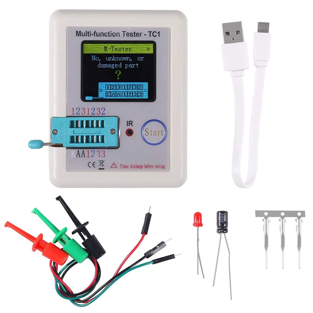

LCR-TC1 Colorful Display Multi-functional 1.8'' TFT Backlight Transistor Tester Multimeter for Diode Triode Capacitor Resistor
