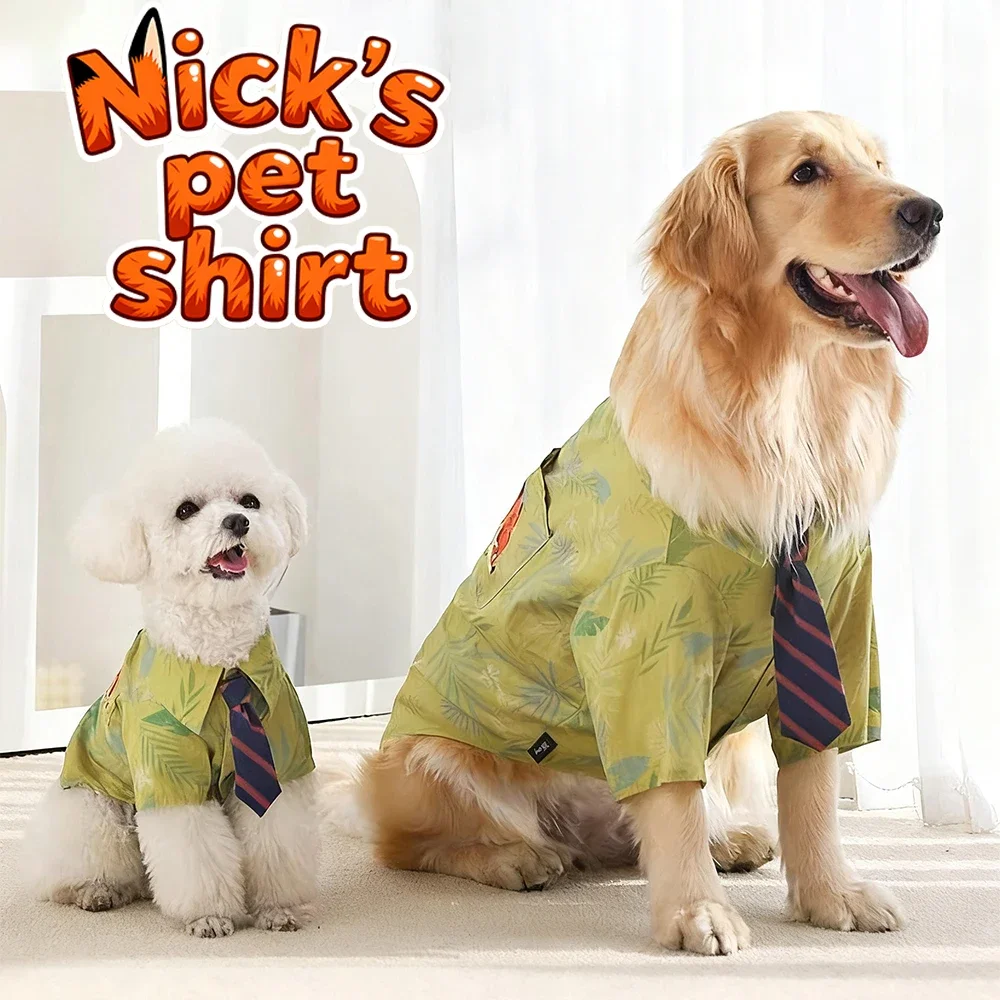 Camisa formal para mascotas estilo Nick Wilde: cuello con corbata ajustable para perros y gatos, traje de boda y fiesta con diseño de zorro Dapper