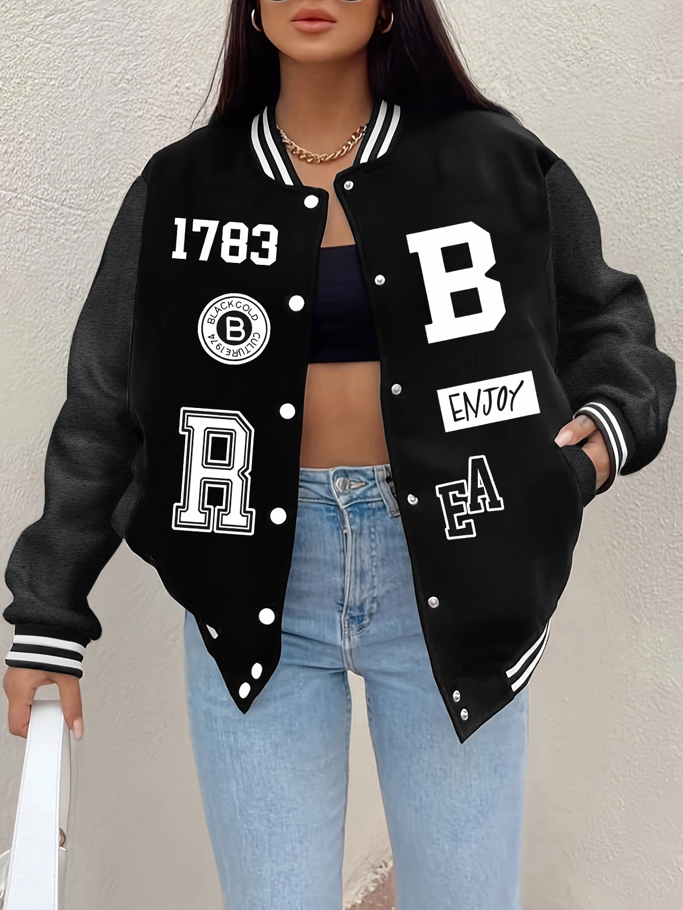 Hip Hop Letter Prints Jackets Women Winter Fleece Baseball Uniform Personality Street Casual Jacket Warm Soft Womans Clothing