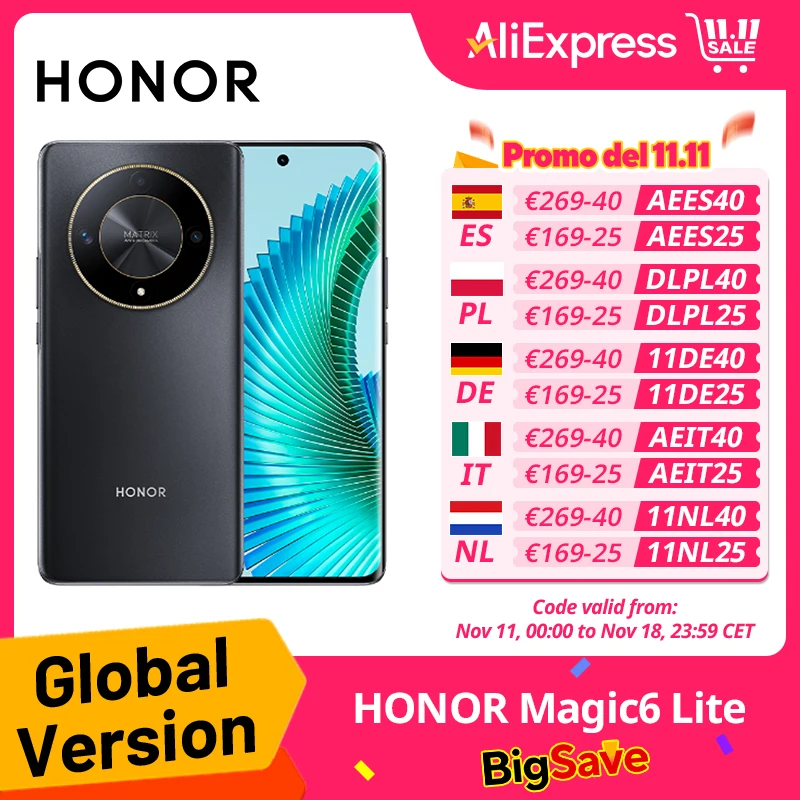 Global Version HONOR Magic6 Lite 5G 108MP Main Camera Snapdragon 6 Gen 1 5300mAh Ultra-Bounce Anti-Drop  HONOR Magic 6 Lite