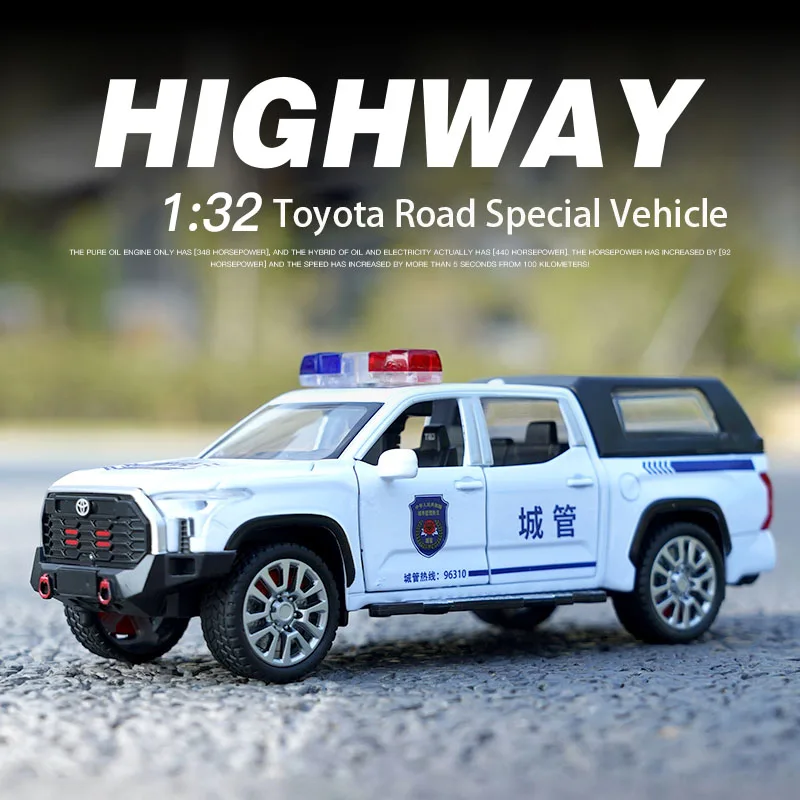 1:32 SUV Toyota Police highway alloy model Car simulated Sound Light Metal off-road vehicle Pull back collection birthday gift