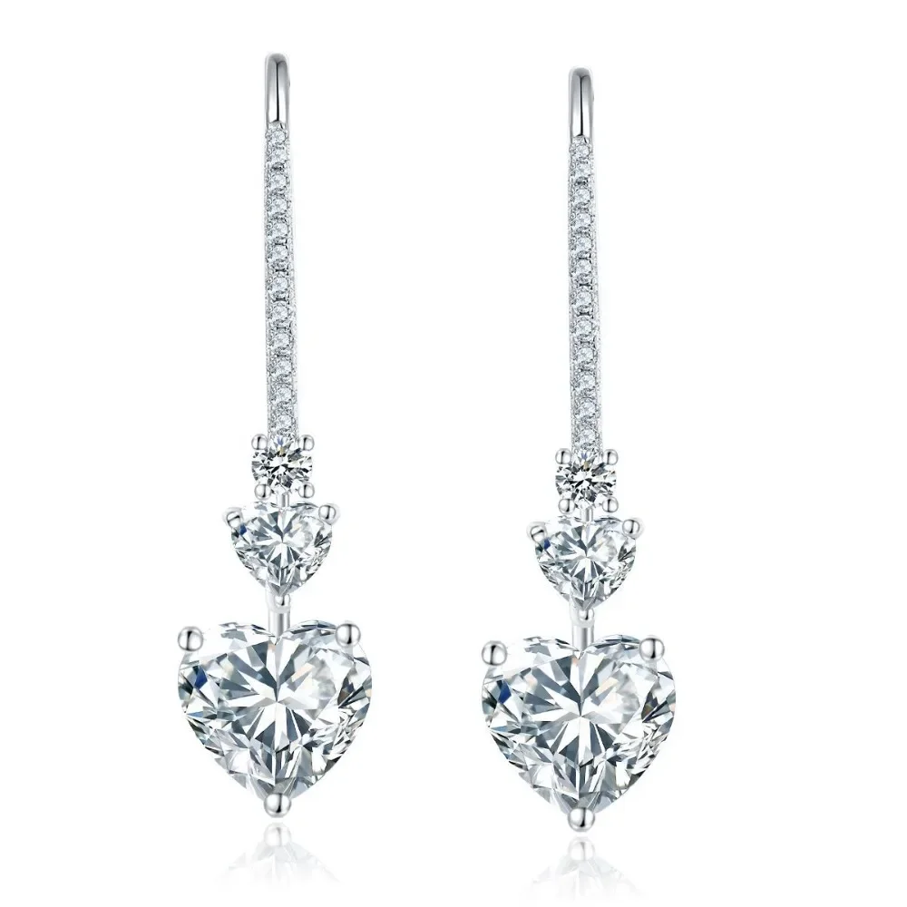 

LinkerLove 4CT Heart Cut Moissanite Drop Pendant Earrings Women S925 Sterling Silver Diamond Hook Earrings Wedding Fine Jewelry