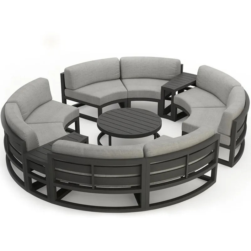 

✗x Luxury Outdoor Arc Leisure Sofa Combination of Aluminum Alloy & Rattan Waterproof Sunscreen for Courtyard Villa Garden Use#