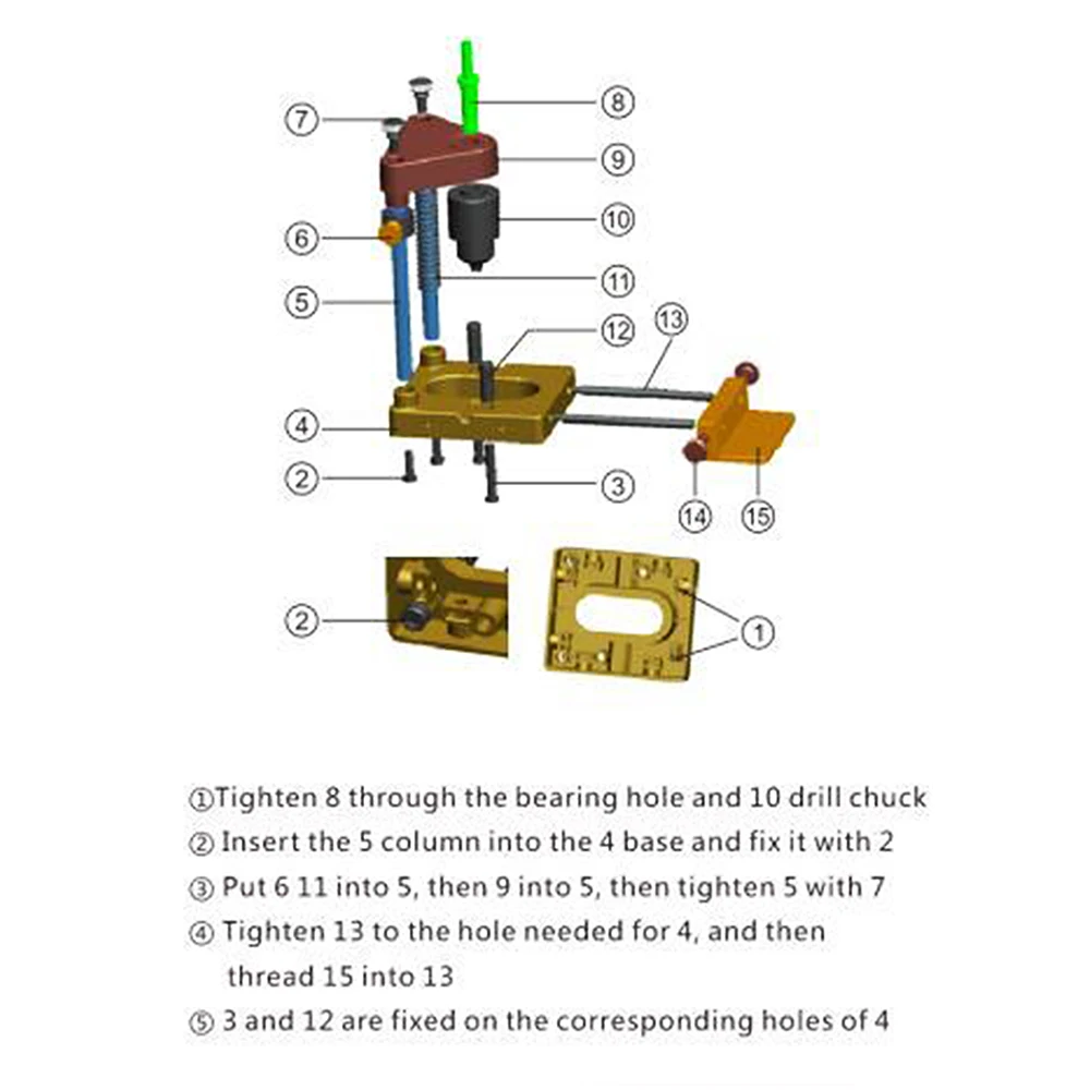 Imagem -05 - Conveniente Drill Hole Locator para Carpenter Labor Saving Punch Ferramenta Guia Opener Template Drilling Jig Carpintaria Faça Você Mesmo Ferramenta Mão