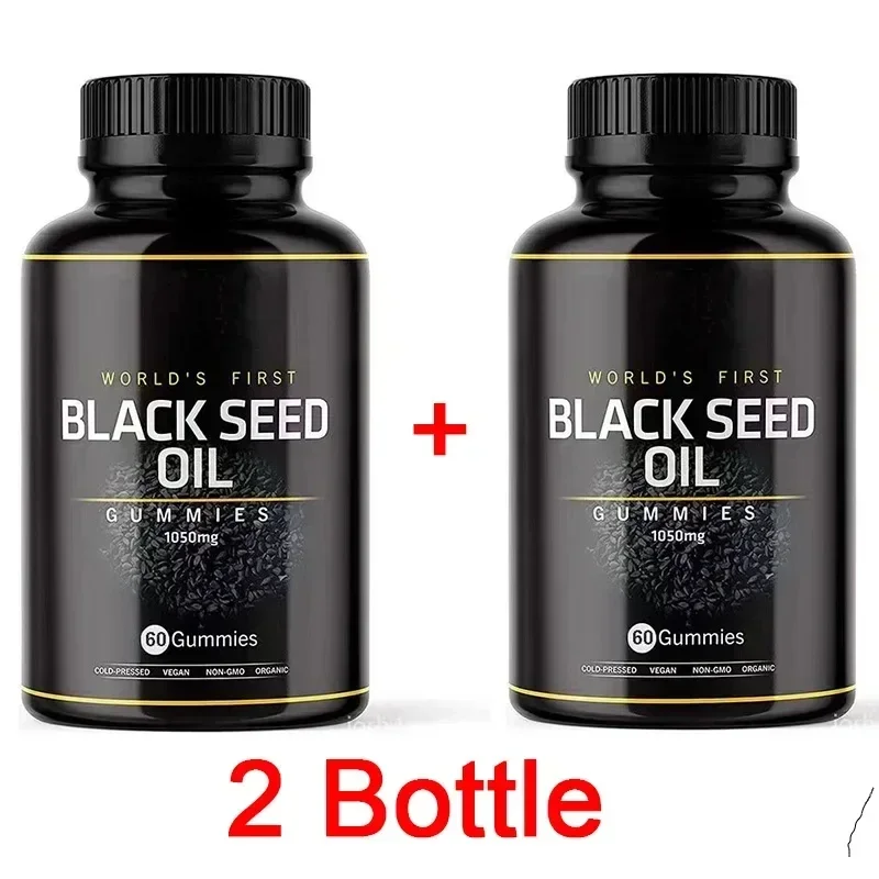 

2 bottles black seed oil gummies make hair strong and soft improving cardiovascular health regulating immunity