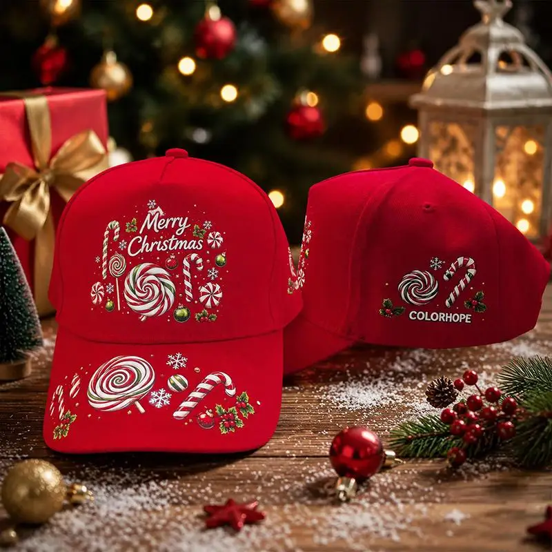 Unisex-Baseballkappe mit Weihnachtsmotiv, Rentier- und Weihnachtsmann-Druck, leicht, für Damen und Herren, festliche Kopfbedeckung für den täglichen Gebrauch. – Detail 1